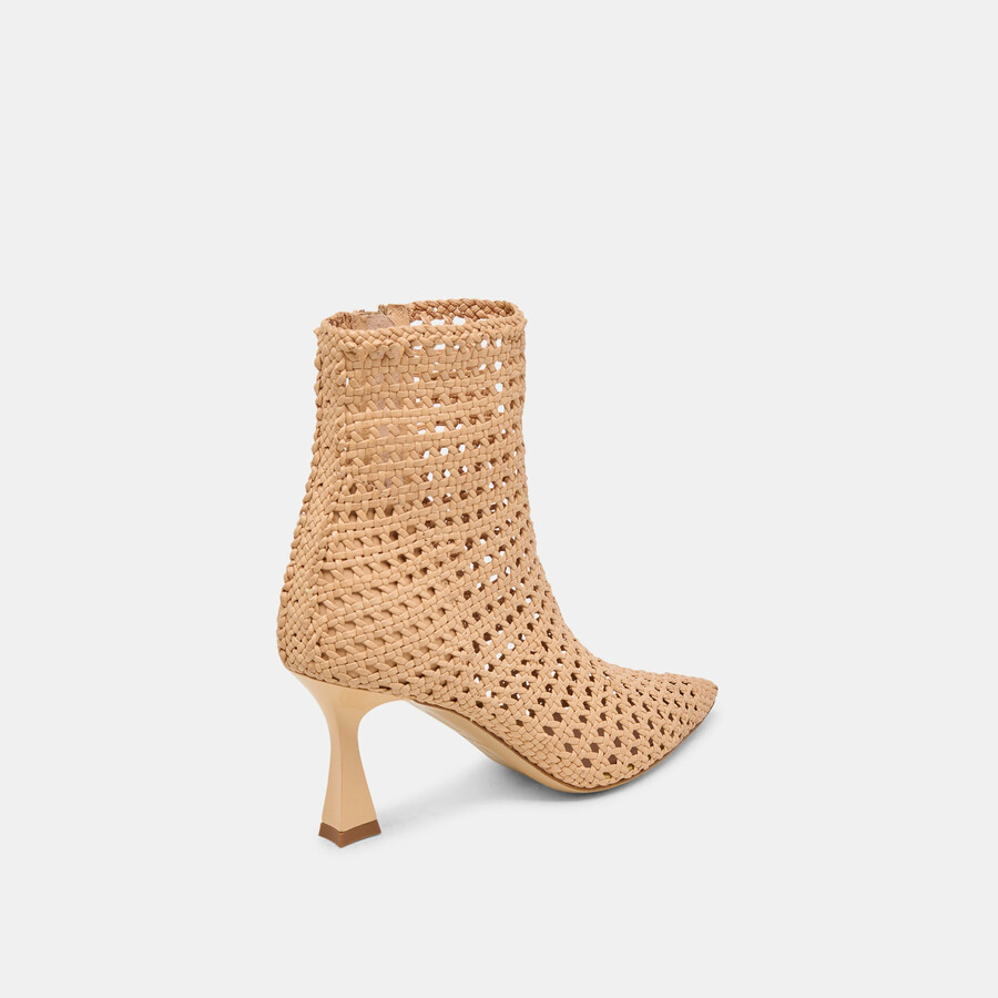 lonni stiefeletten aus hellbraunem gewebtem leder