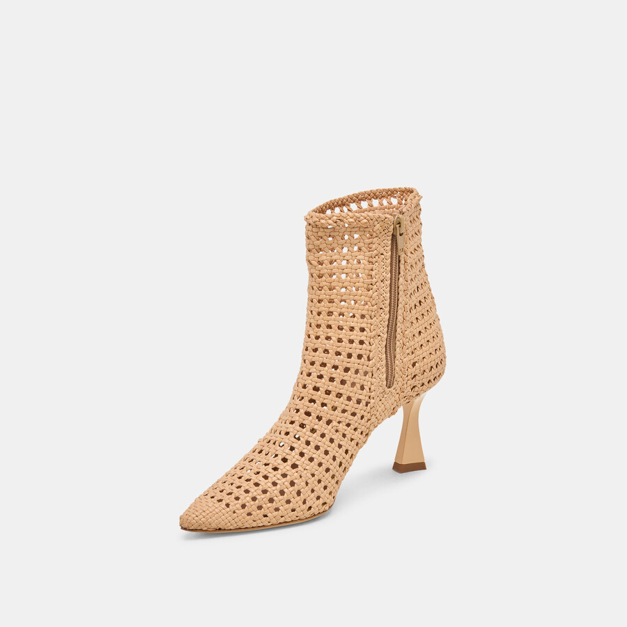 lonni stiefeletten aus hellbraunem gewebtem leder
