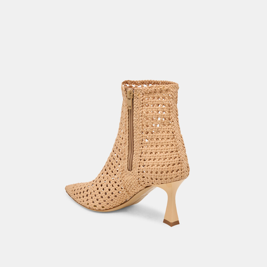 lonni stiefeletten aus hellbraunem gewebtem leder