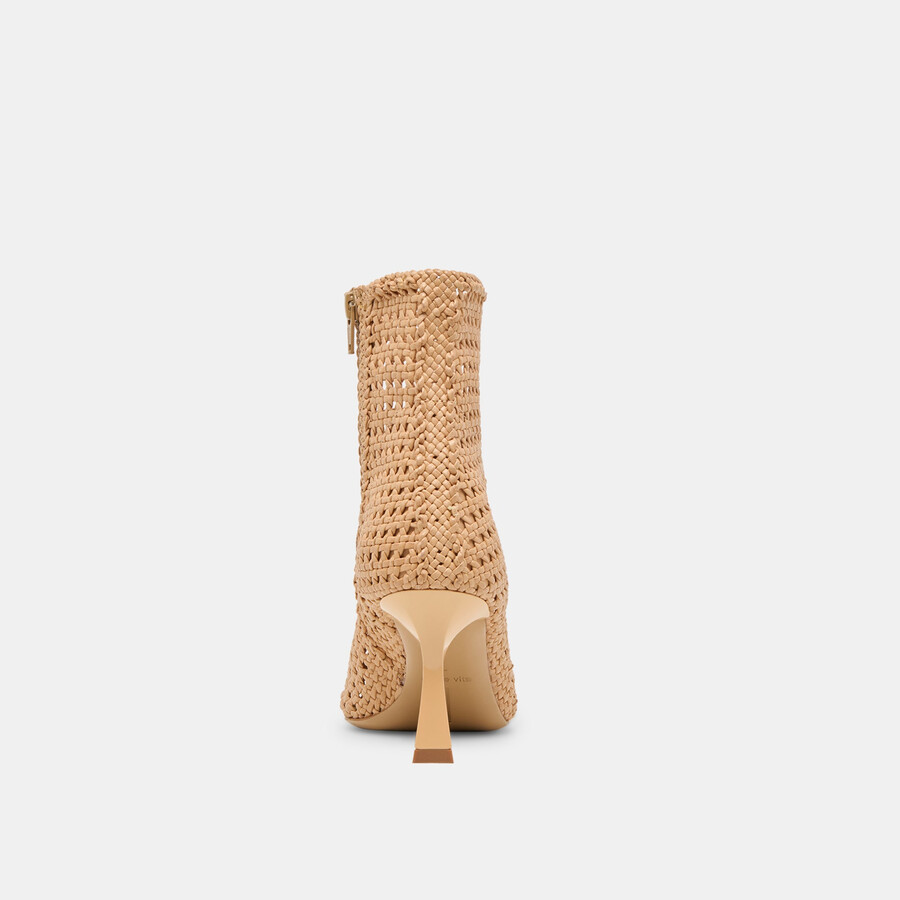 lonni stiefeletten aus hellbraunem gewebtem leder