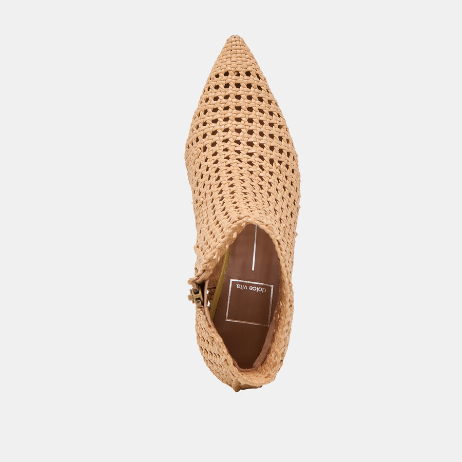 lonni stiefeletten aus hellbraunem gewebtem leder