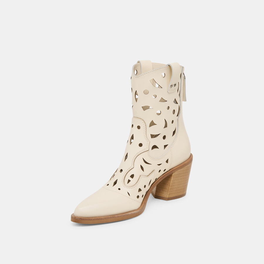 zenobi stiefeletten aus cremefarbenem leder