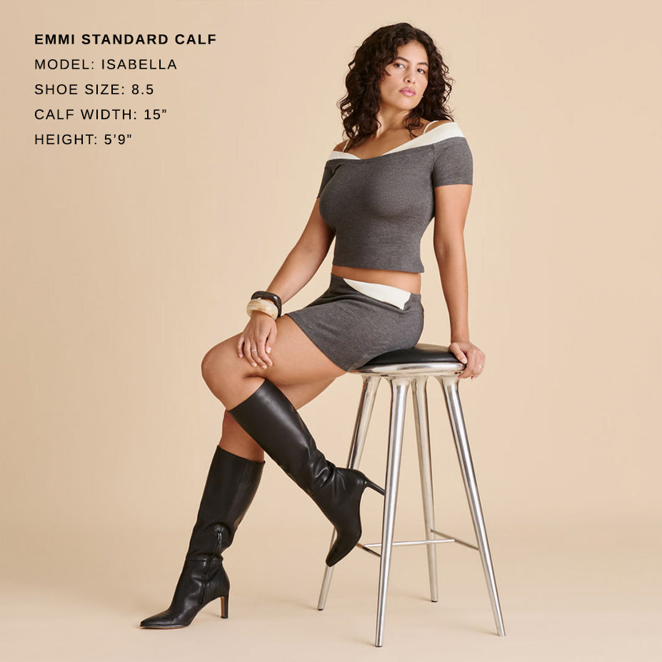 emmi boots aus schwarzem leder