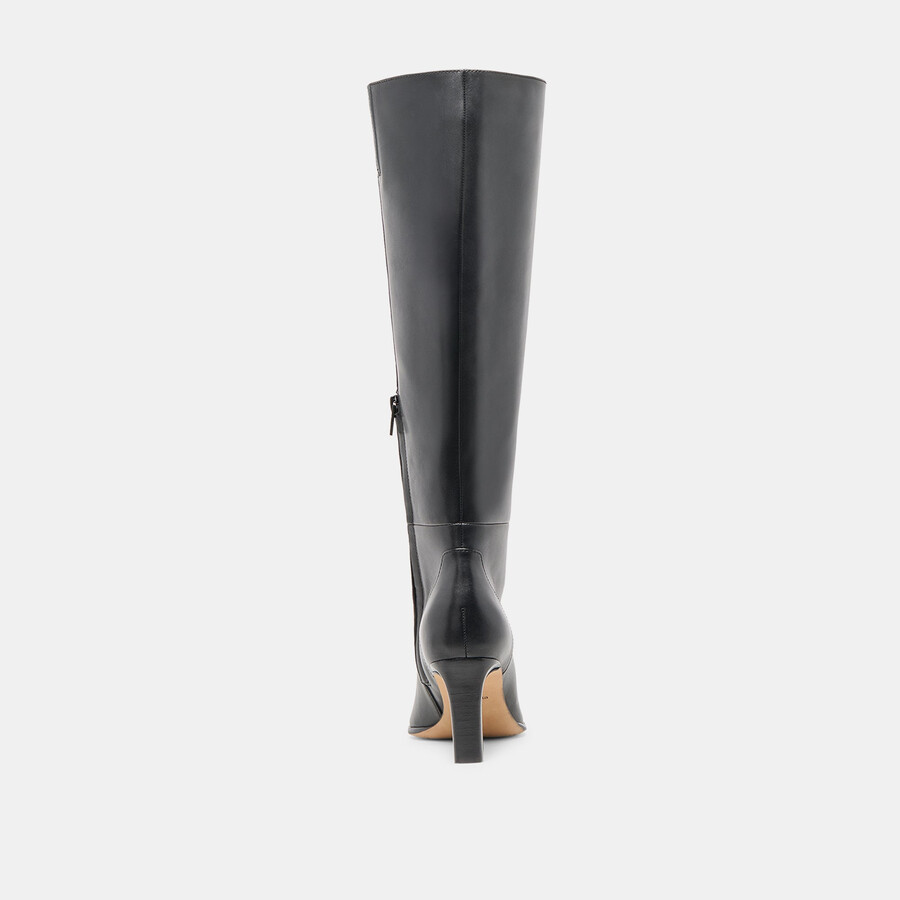 emmi boots aus schwarzem leder