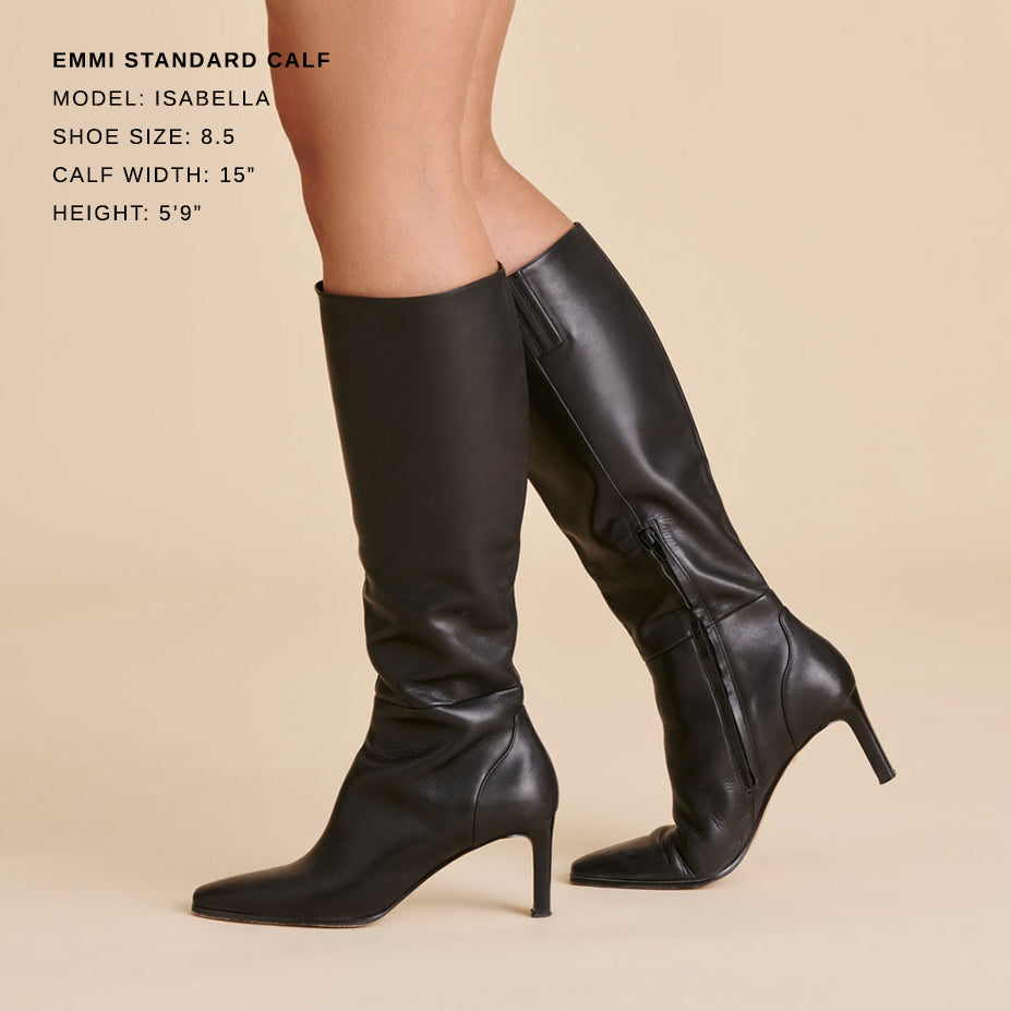 emmi boots aus schwarzem leder