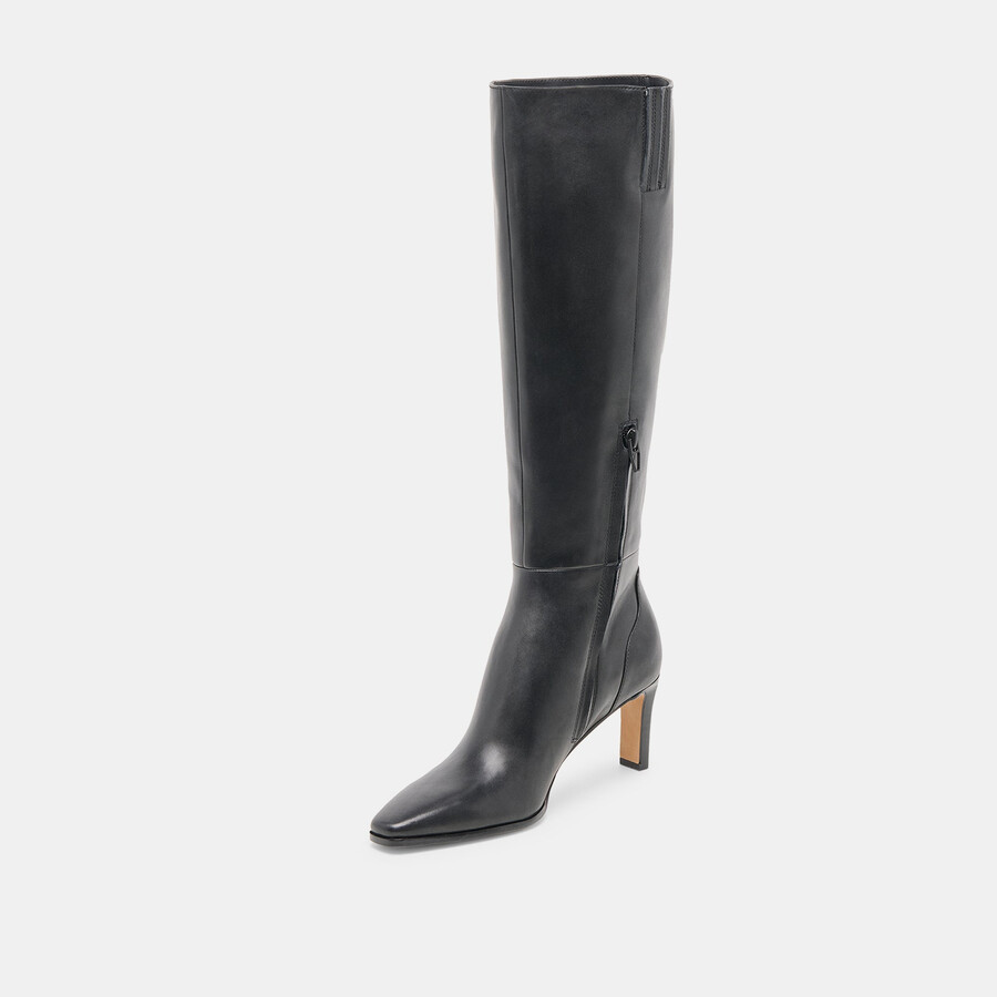 emmi boots aus schwarzem leder