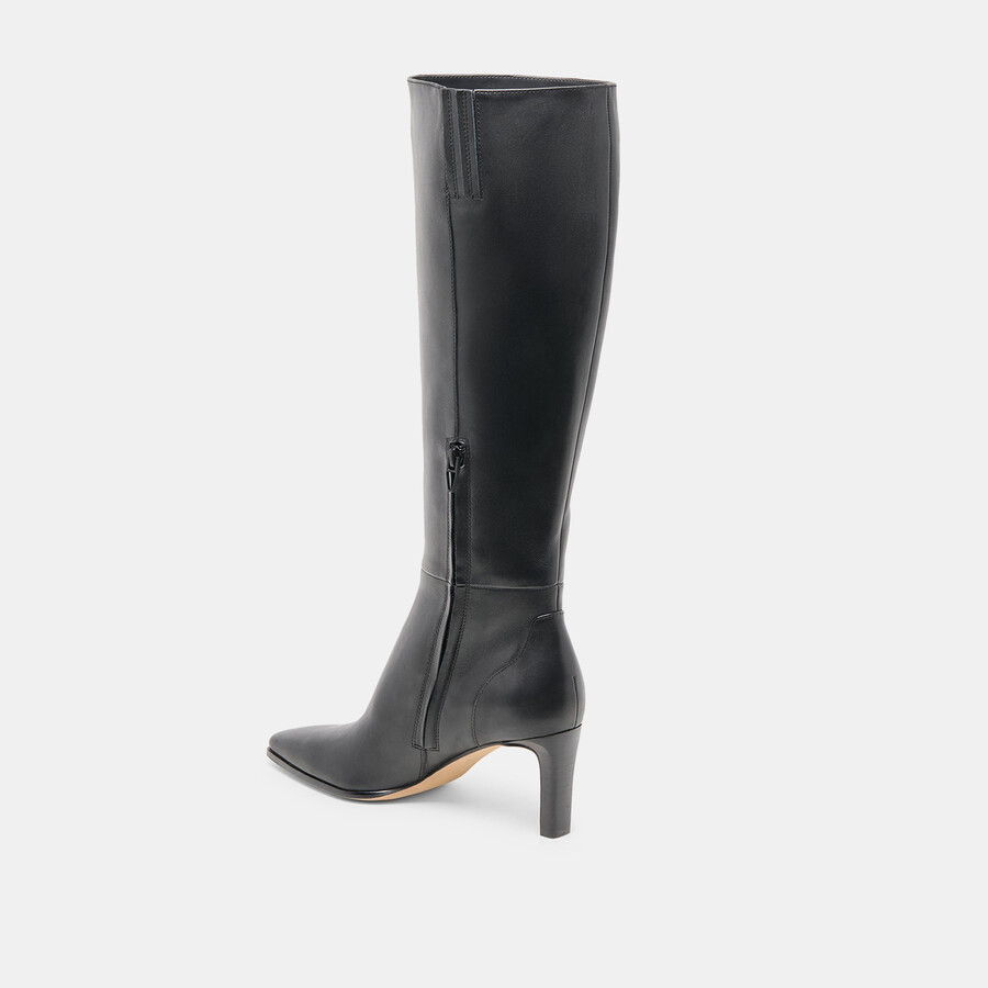 emmi boots aus schwarzem leder