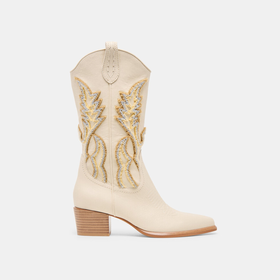 vila boots elfenbeinfarbenes leder