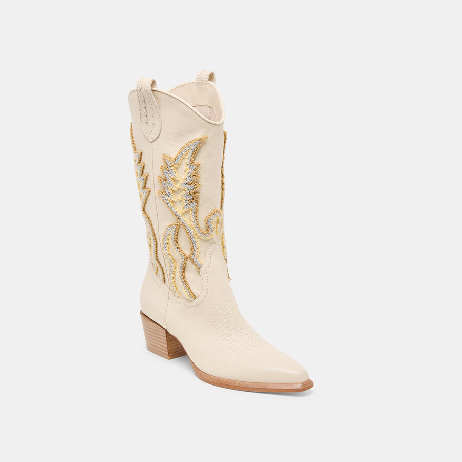 vila boots elfenbeinfarbenes leder