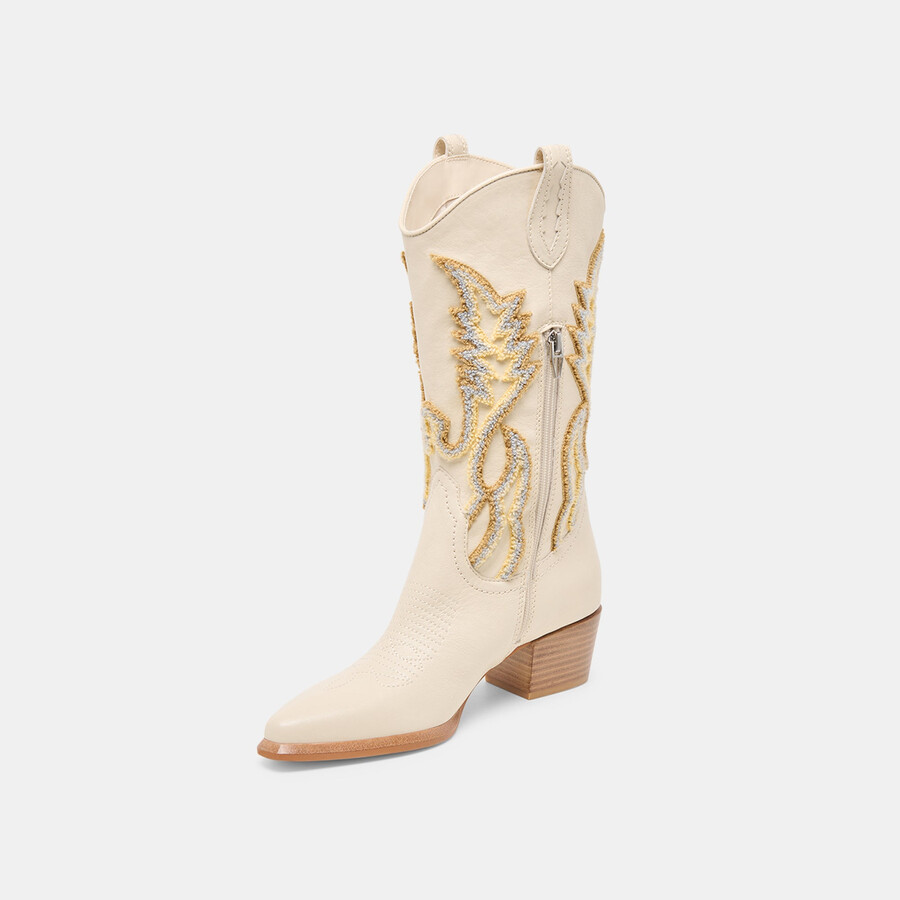 vila boots elfenbeinfarbenes leder