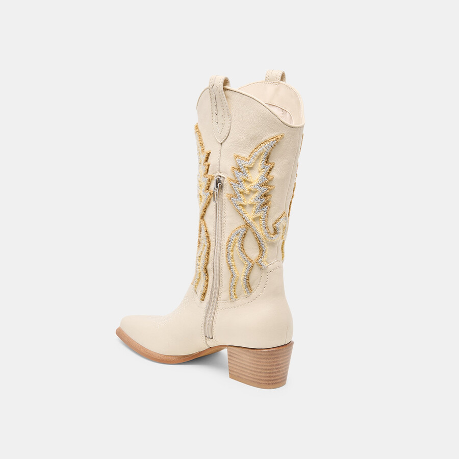 vila boots elfenbeinfarbenes leder