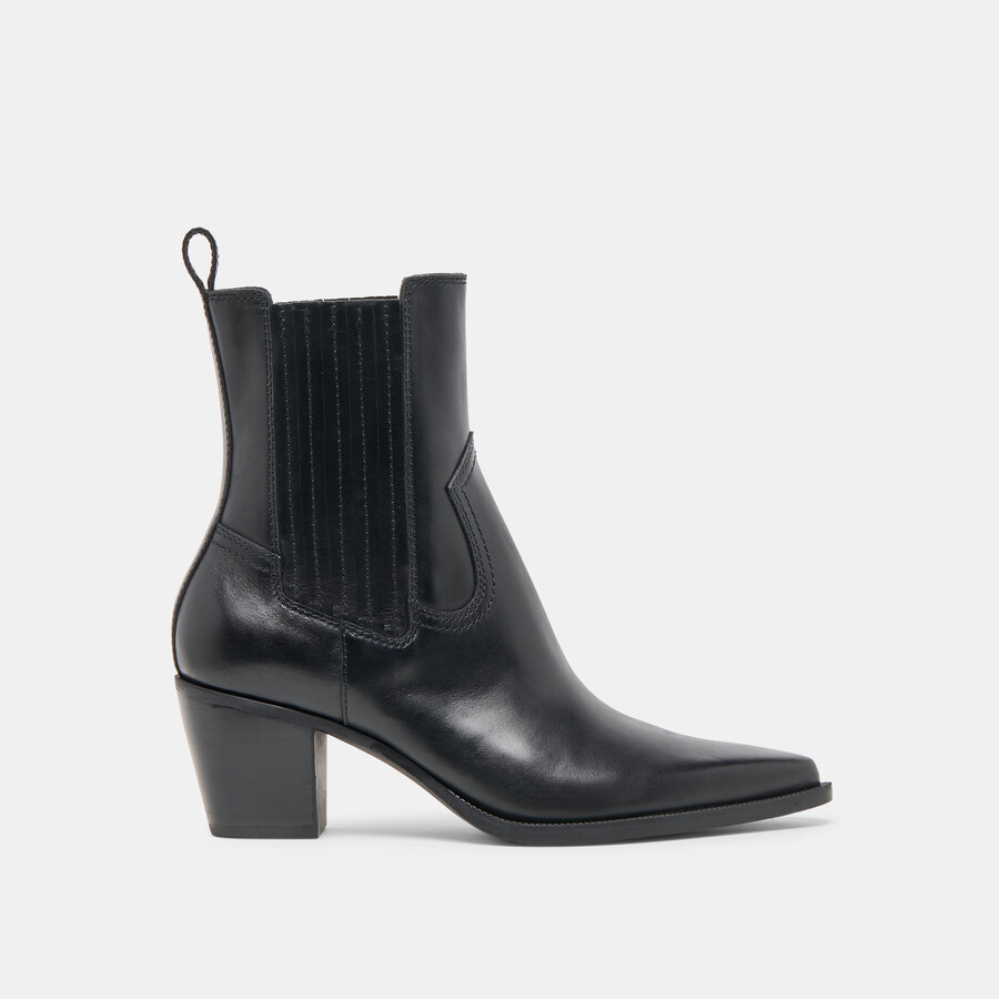 schmale stiefeletten aus schwarzem leder
