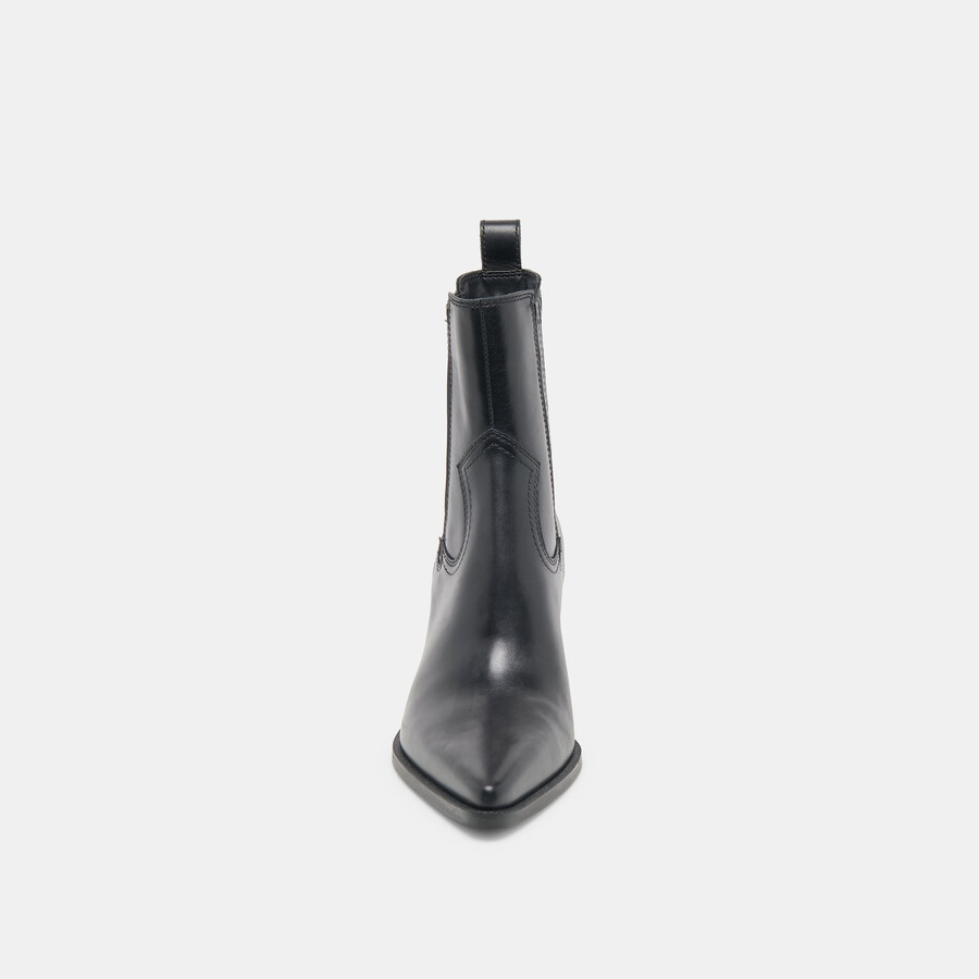 schmale stiefeletten aus schwarzem leder