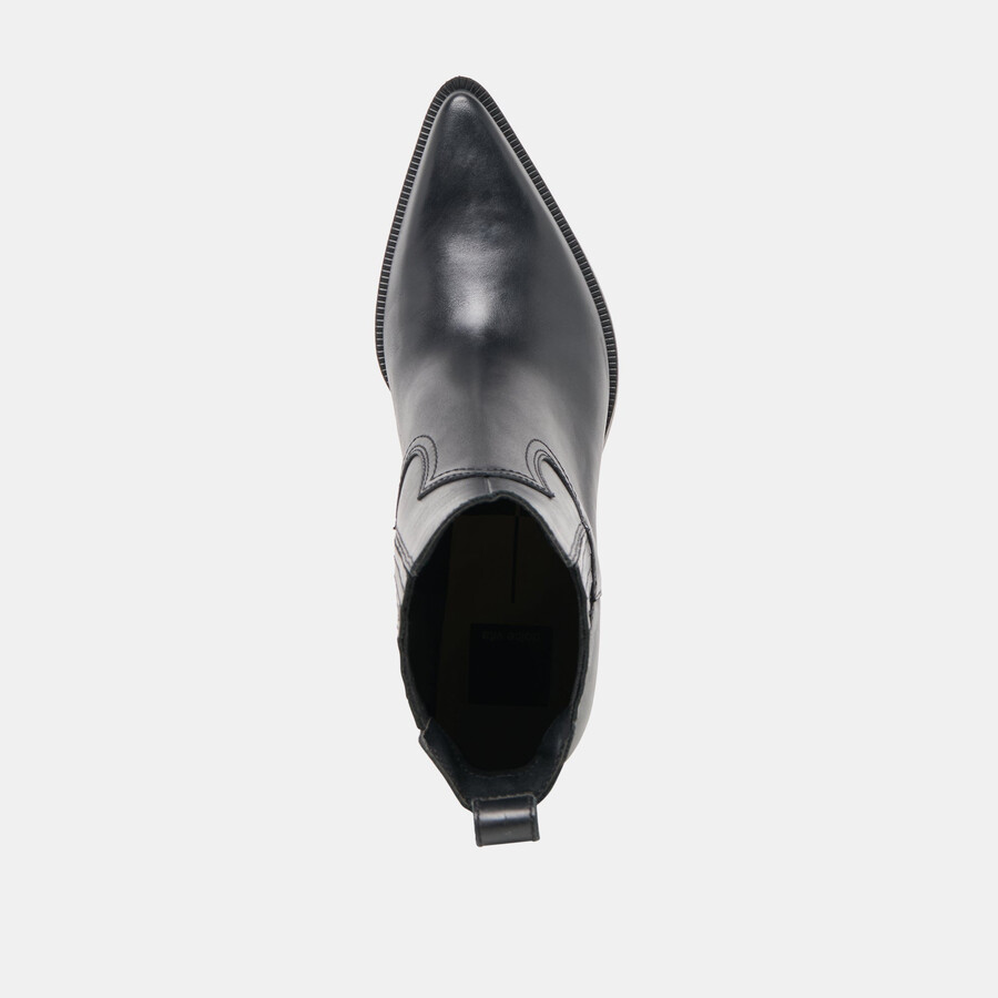 schmale stiefeletten aus schwarzem leder