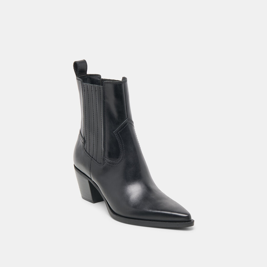 schmale stiefeletten aus schwarzem leder
