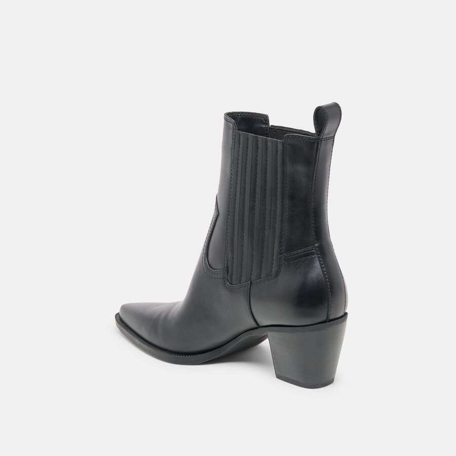schmale stiefeletten aus schwarzem leder