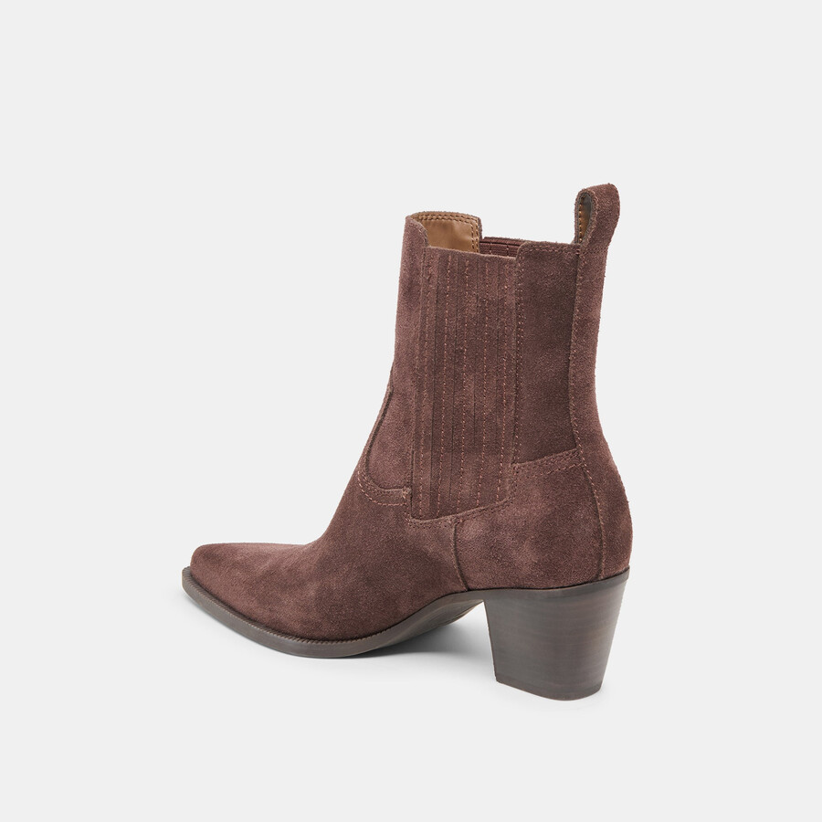 schmale stiefeletten aus mahagoni-wildleder