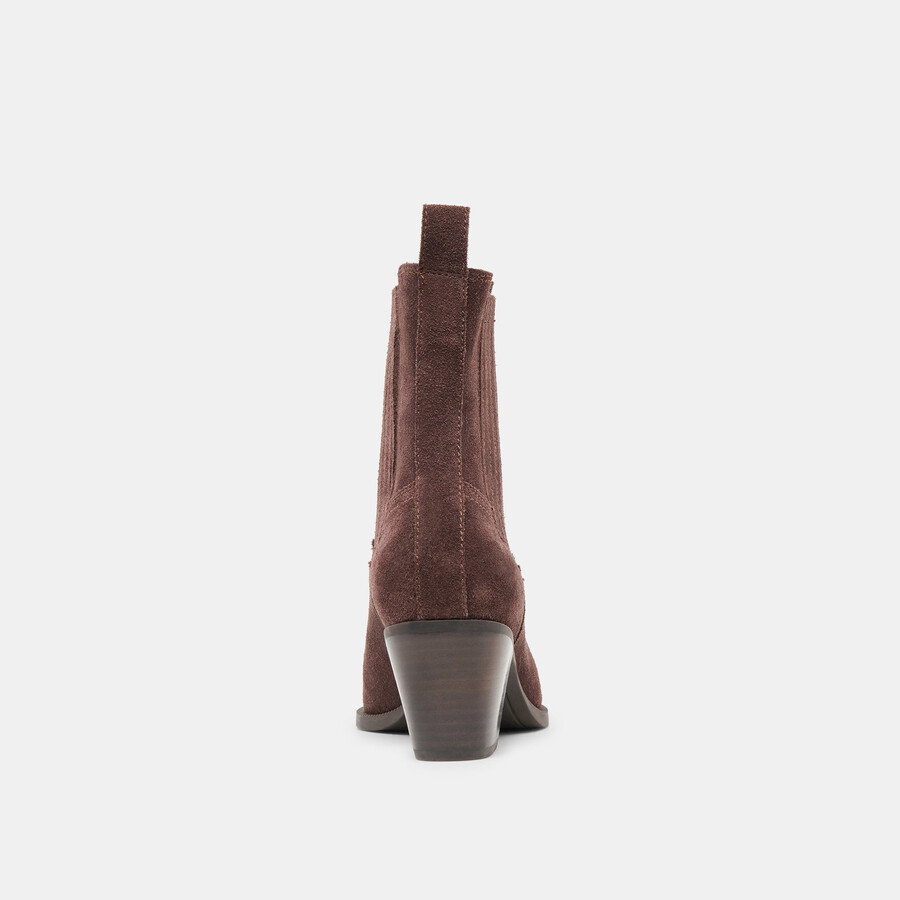 schmale stiefeletten aus mahagoni-wildleder