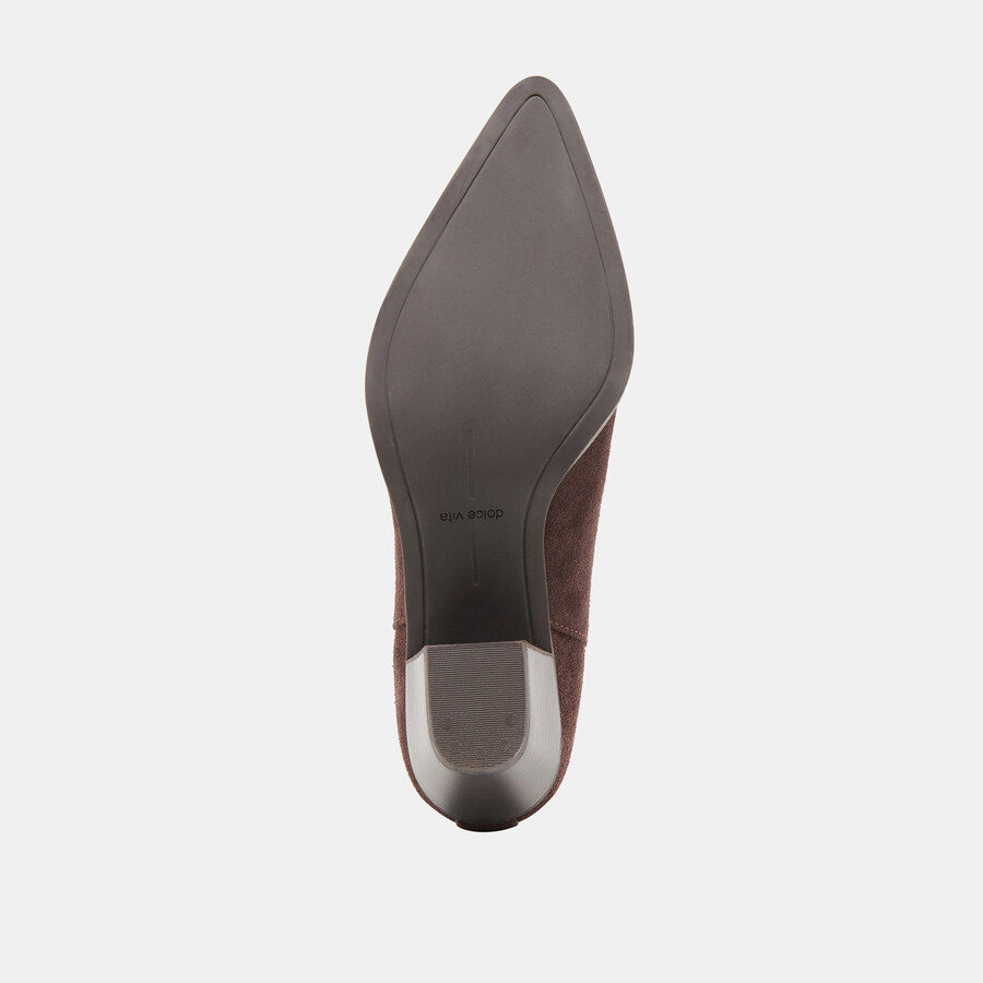 schmale stiefeletten aus mahagoni-wildleder
