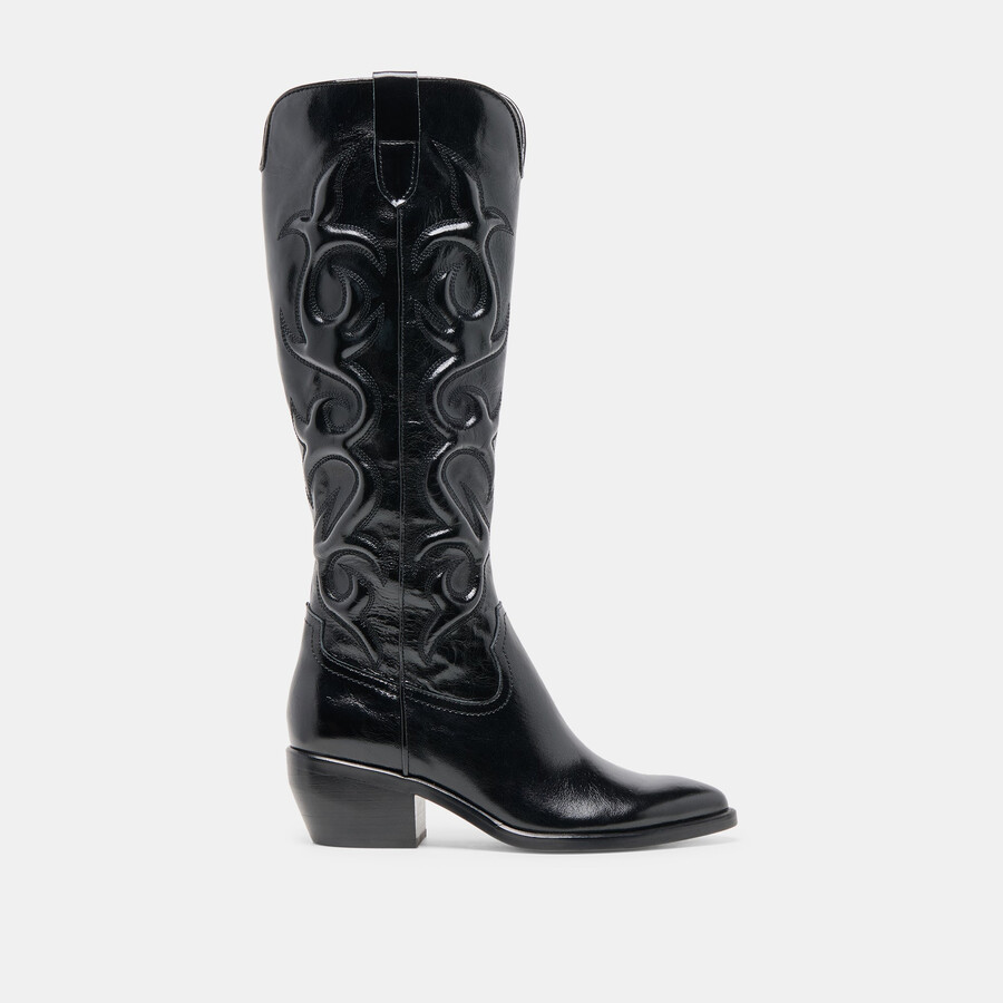 mirla stiefel aus schwarzem leder
