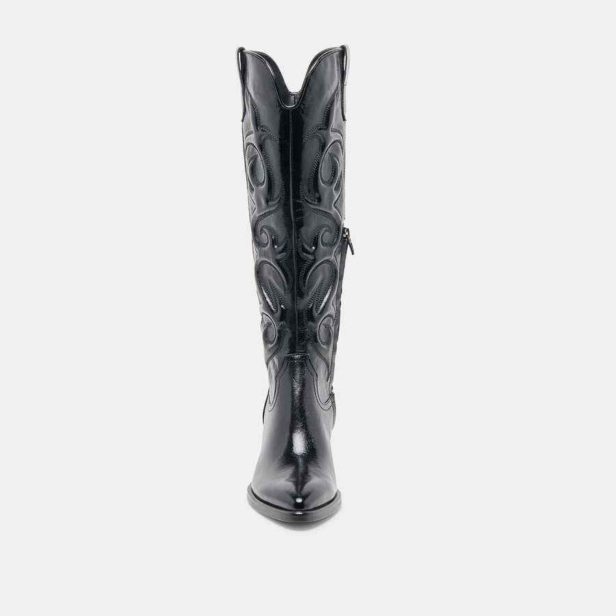 mirla stiefel aus schwarzem leder