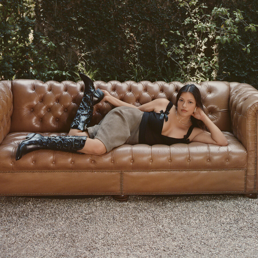 mirla stiefel aus schwarzem leder