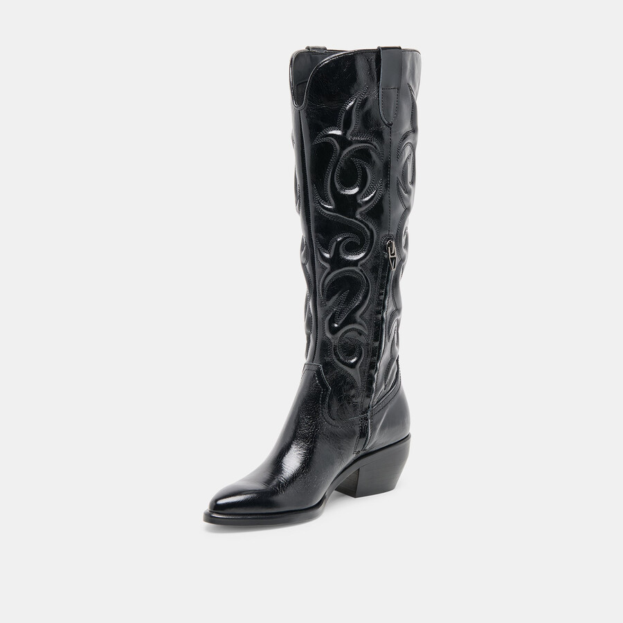 mirla stiefel aus schwarzem leder
