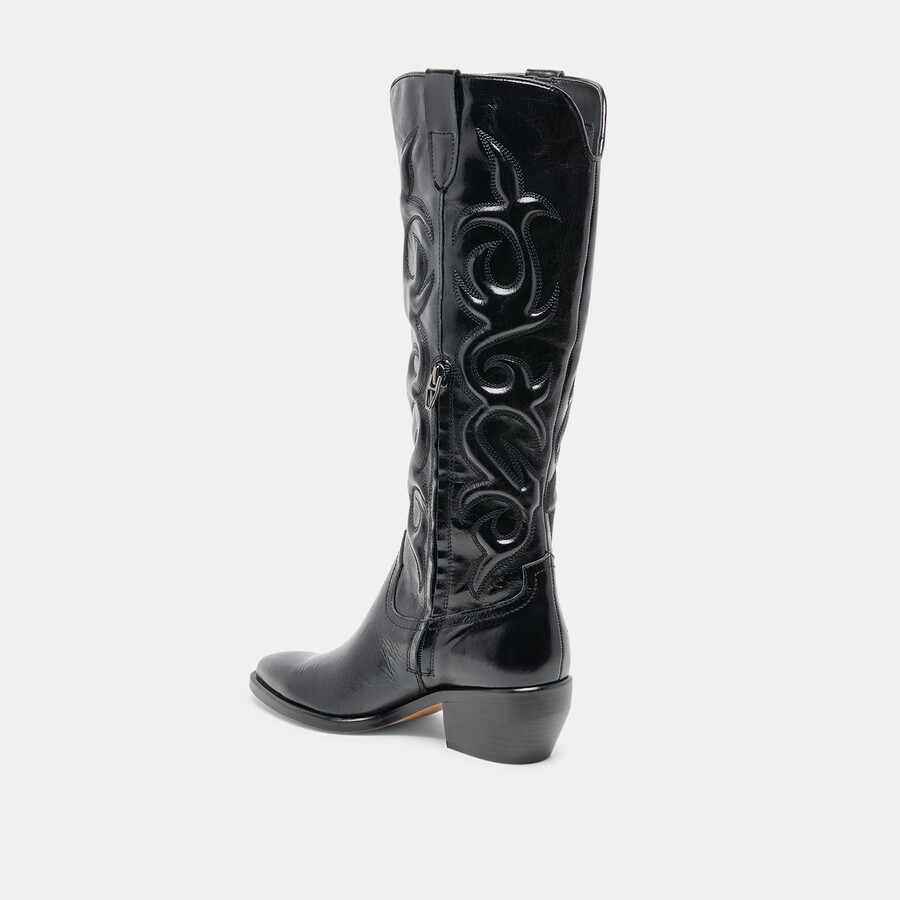 mirla stiefel aus schwarzem leder