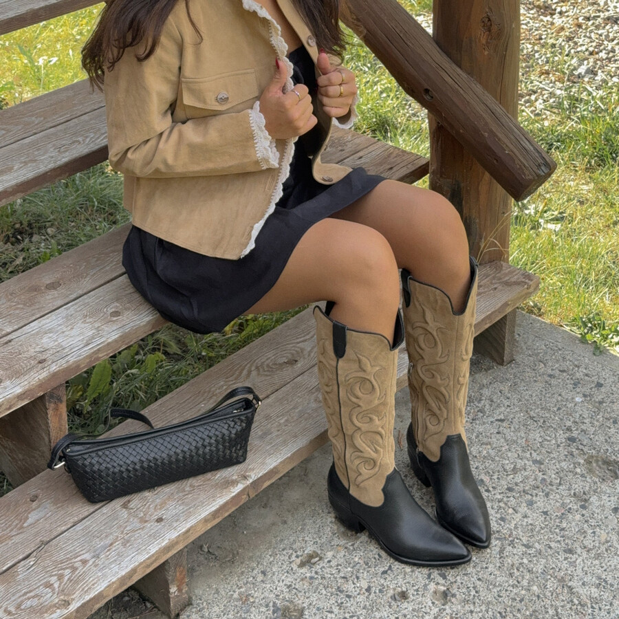 mirla boots schwarz mehrfarbiges leder