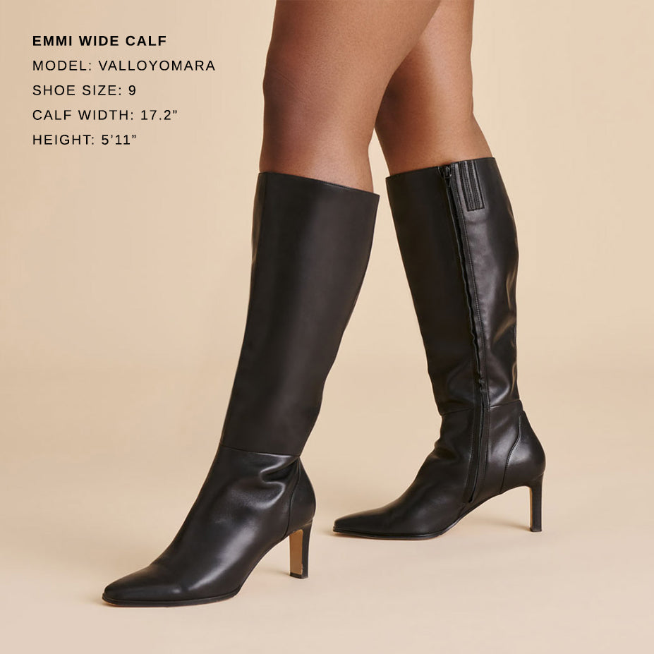 emmi stiefel mit weitem schaft schwarzes leder