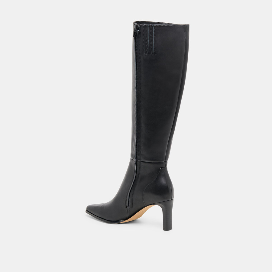 emmi stiefel mit weitem schaft schwarzes leder