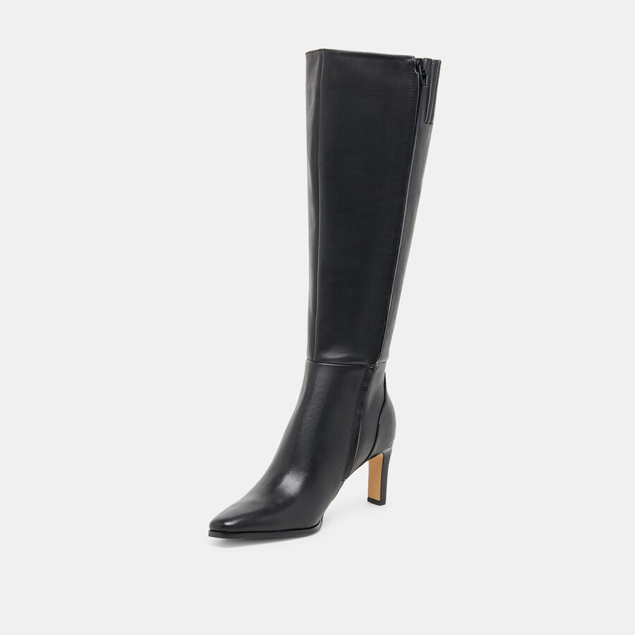 emmi stiefel mit weitem schaft schwarzes leder