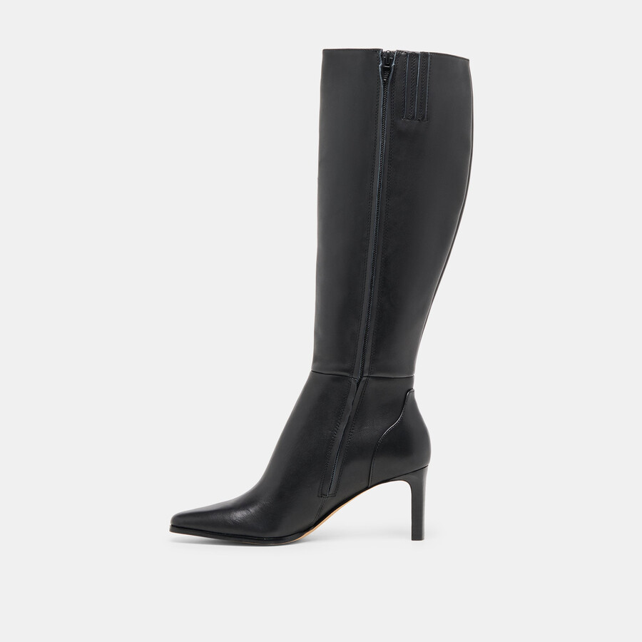 emmi stiefel mit weitem schaft schwarzes leder