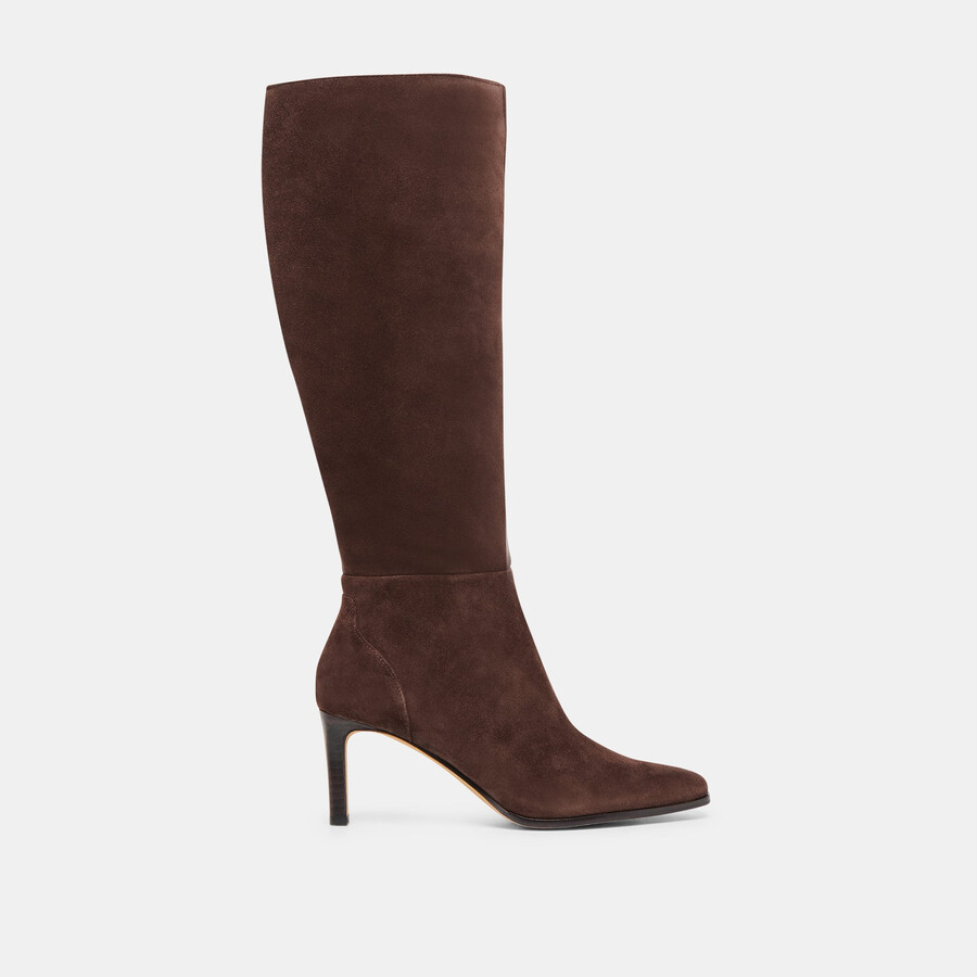 emmi stiefel mit weitem schaft dunkelbraunes wildleder