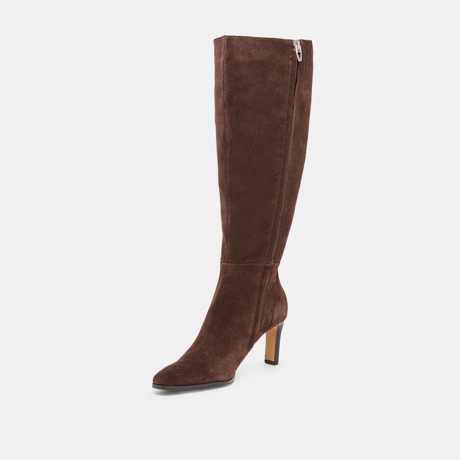 emmi stiefel mit weitem schaft dunkelbraunes wildleder