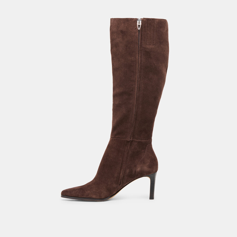 emmi stiefel mit weitem schaft dunkelbraunes wildleder