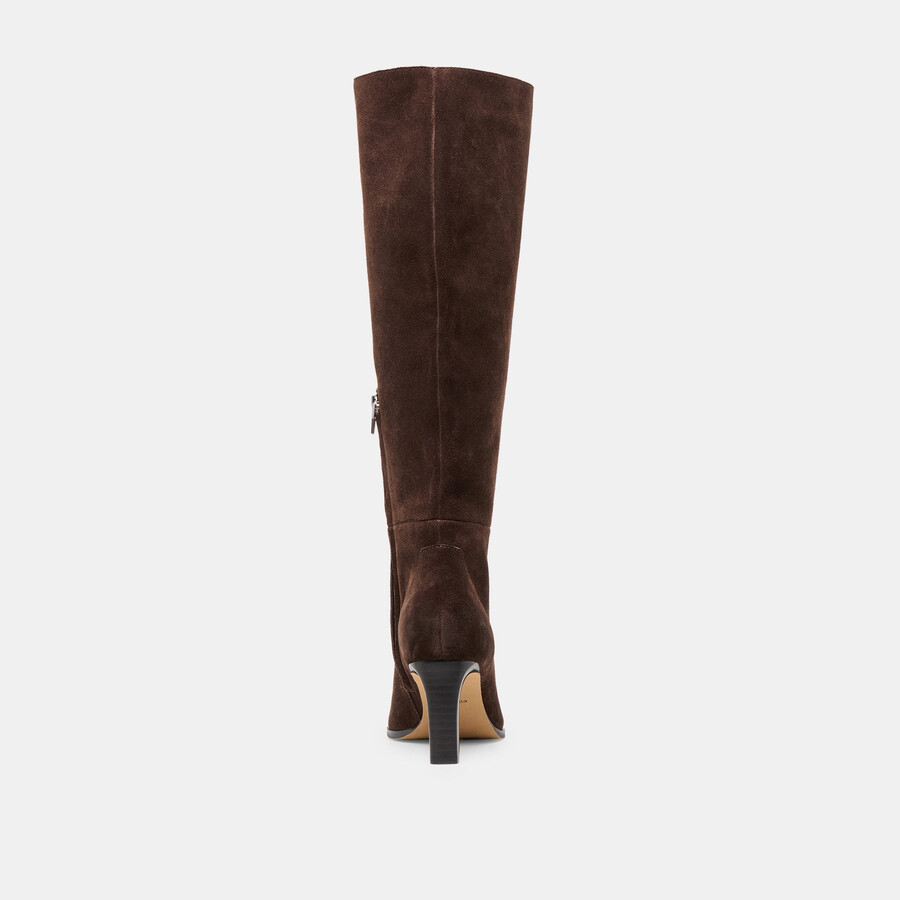 emmi stiefel mit weitem schaft dunkelbraunes wildleder