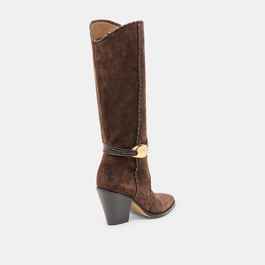 jody stiefel mit weitem schaft dunkelbraunes wildleder