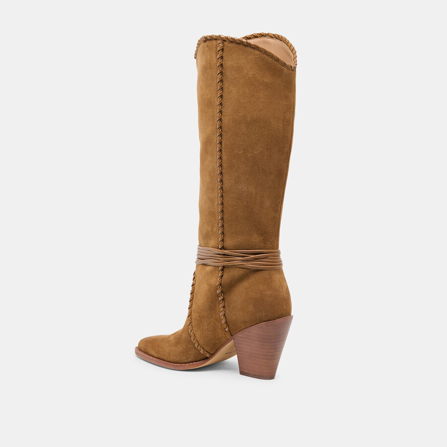 jody stiefel mit weitem schaft hellbraunes wildleder