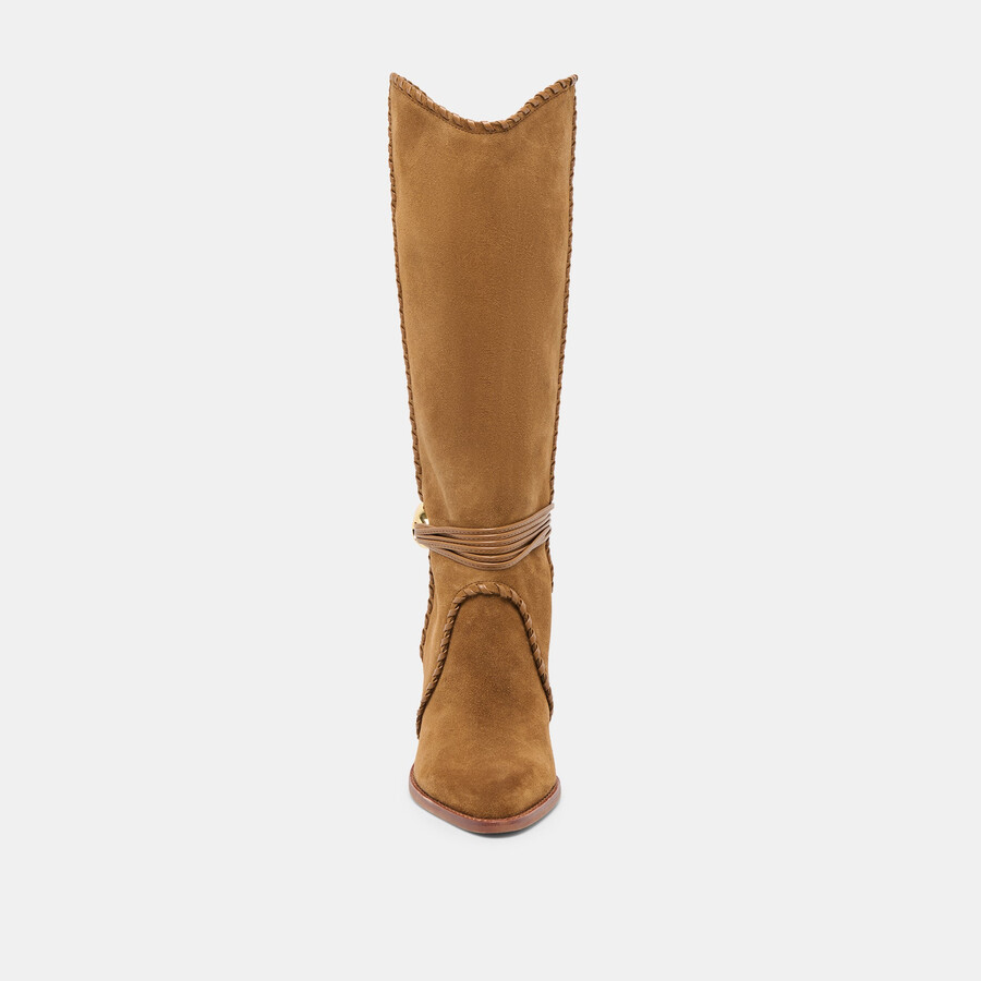jody stiefel mit weitem schaft hellbraunes wildleder