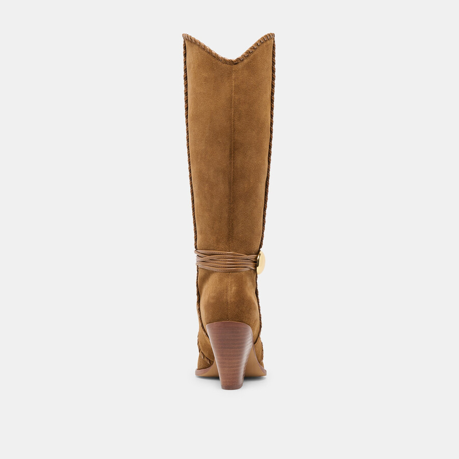 jody stiefel mit weitem schaft hellbraunes wildleder