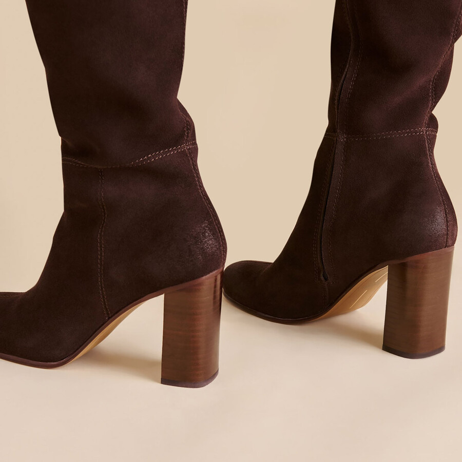 hudsin stiefel mit weitem schaft mahagoni-wildleder
