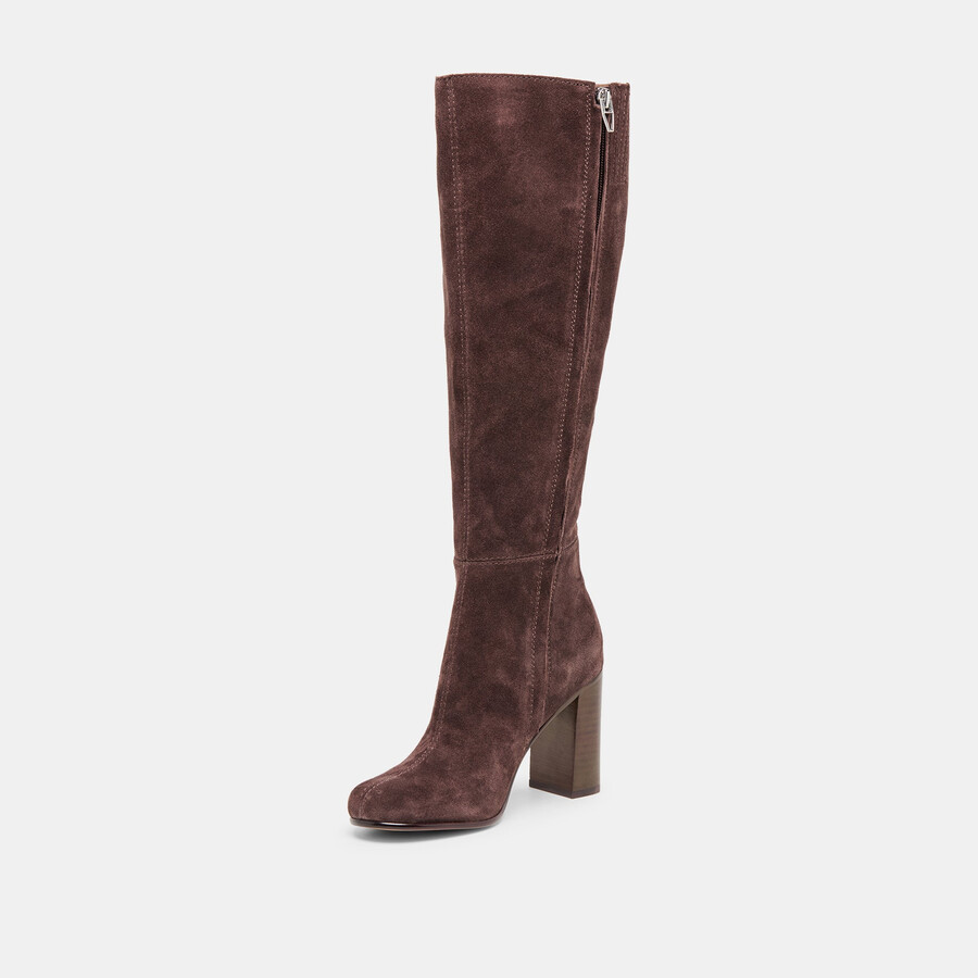 hudsin stiefel mit weitem schaft mahagoni-wildleder