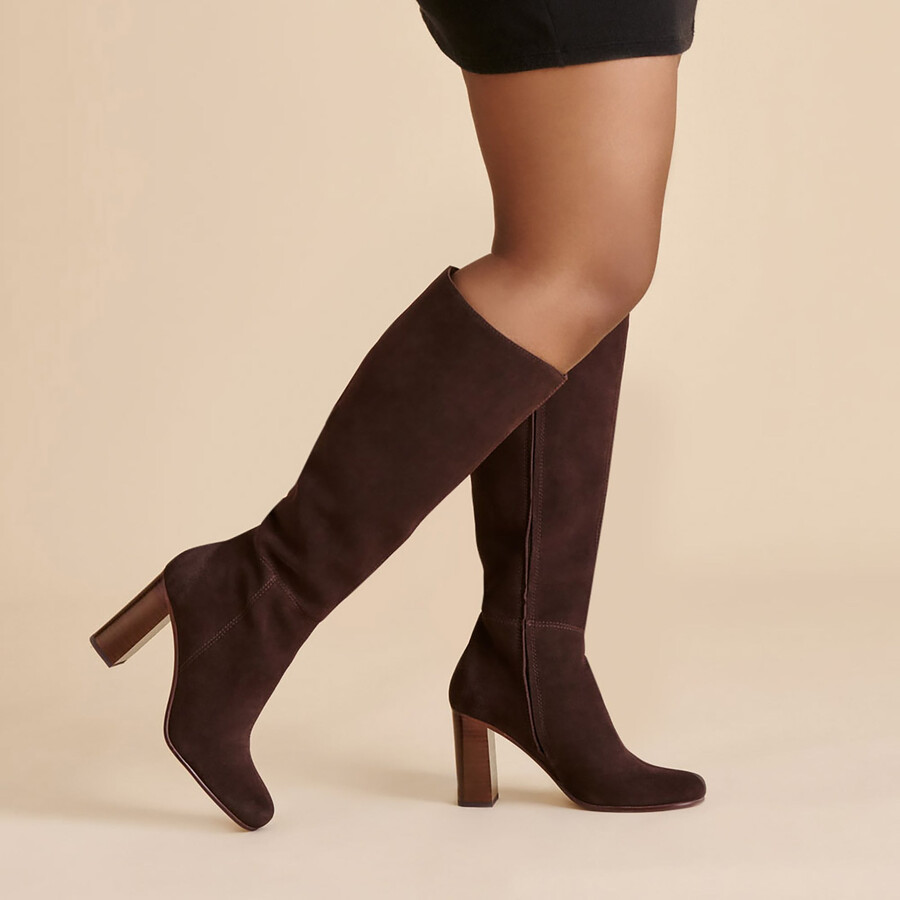 hudsin stiefel mit weitem schaft mahagoni-wildleder