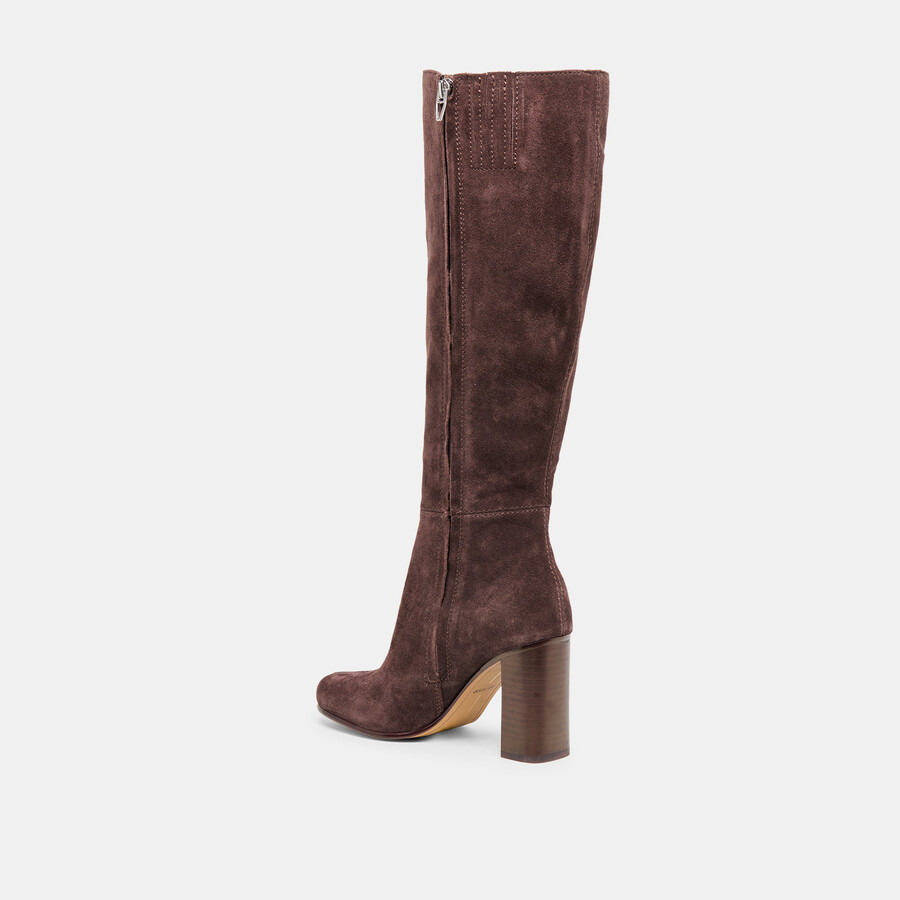 hudsin stiefel mit weitem schaft mahagoni-wildleder