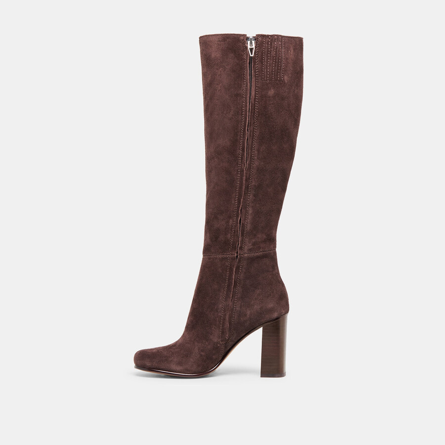 hudsin stiefel mit weitem schaft mahagoni-wildleder