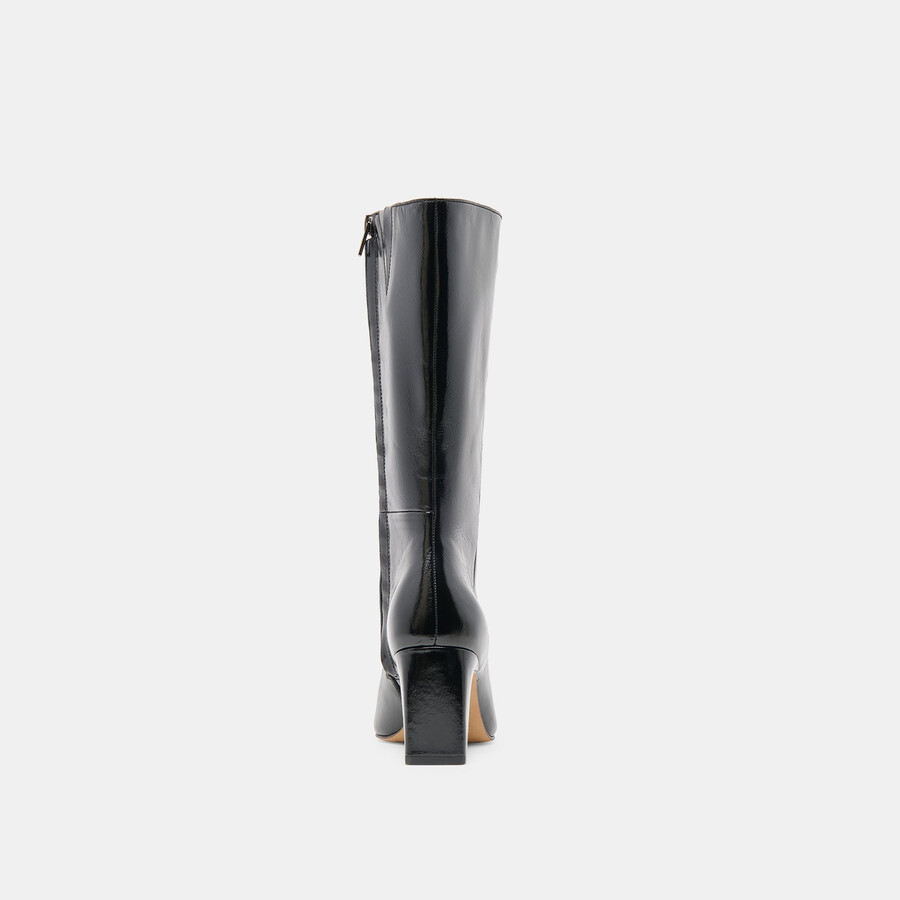 riggs stiefel mit weitem schaft schwarzes leder