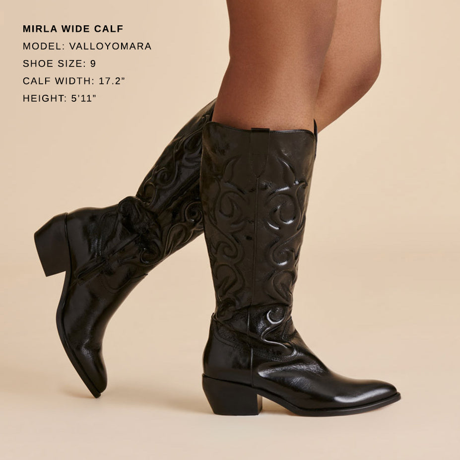 mirla stiefel mit weitem schaft schwarzes leder