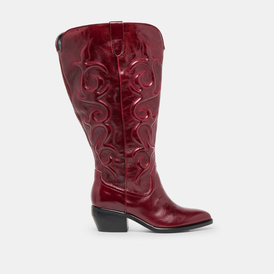 mirla stiefel mit extraweiter kalbsweite oxbloodfarbenes leder