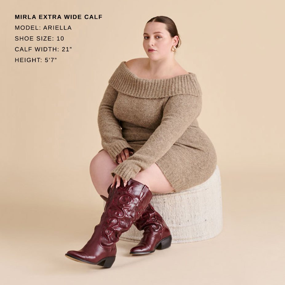 mirla stiefel mit extraweiter kalbsweite oxbloodfarbenes leder